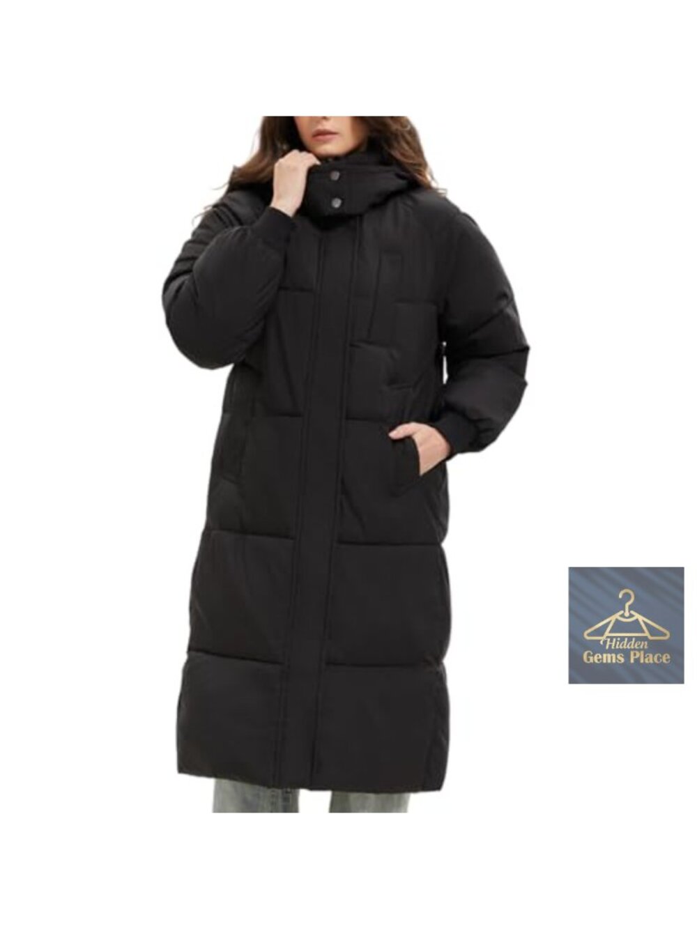 Long Puffer Jacket Thickened Winter Down Coat with Pockets
